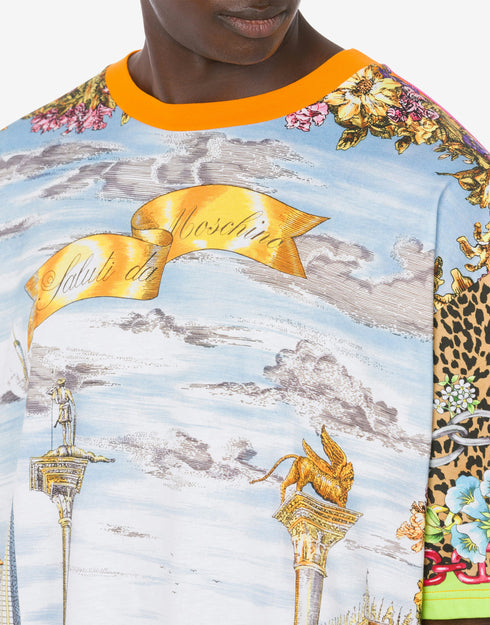 MOSCHINO Scarf Print Jersey T-Shirt Mens Apparel